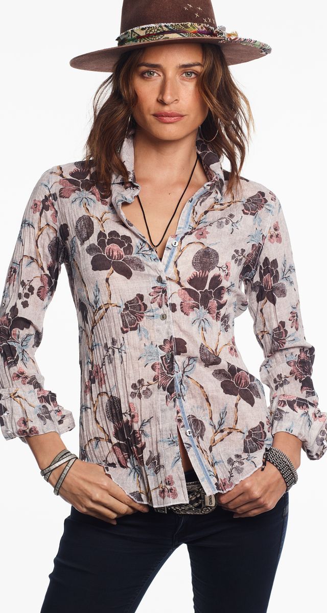 Cino Souk Floral Button Down Shirt Off White
