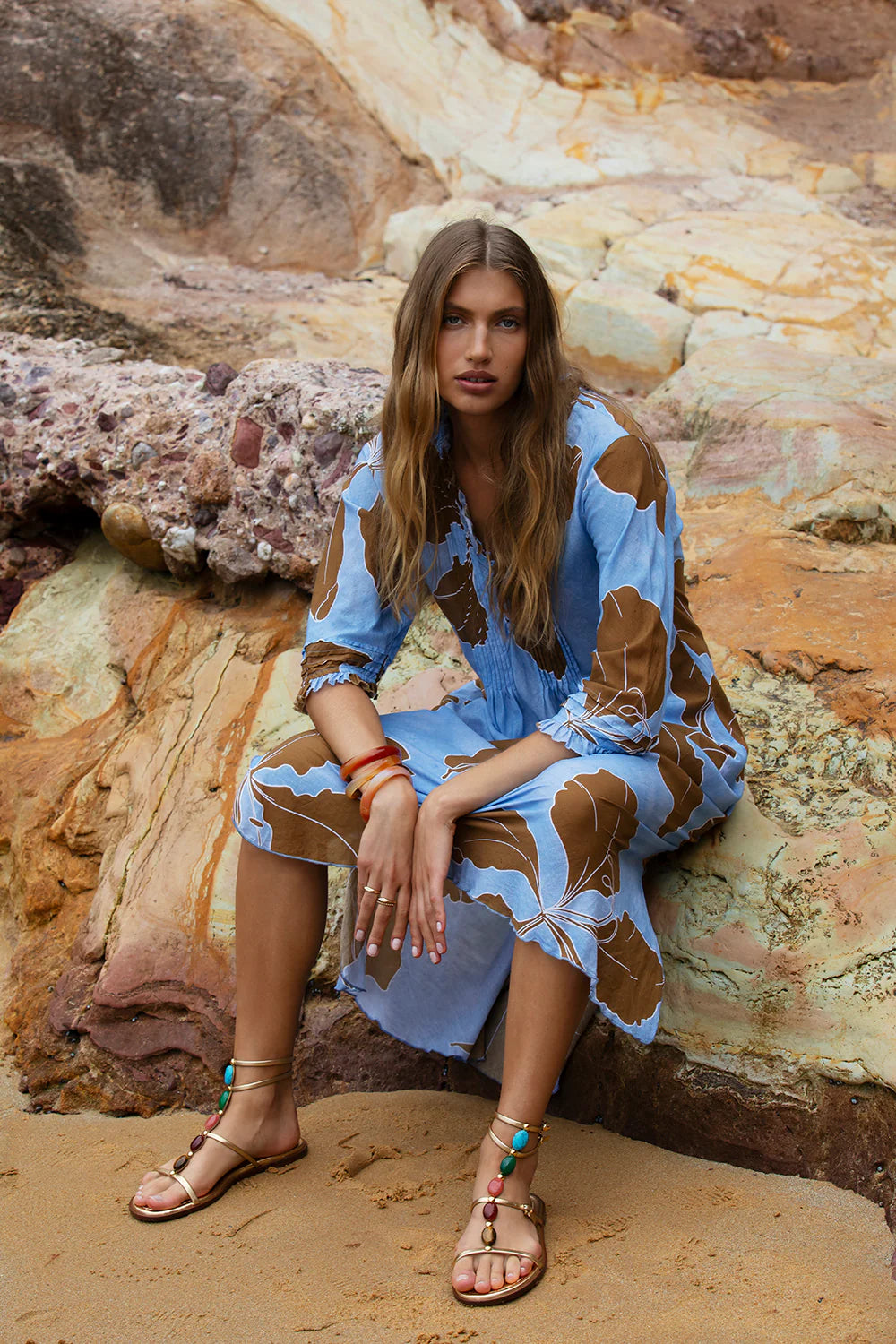 One Season Long Poppy Cadaques Dress Powder