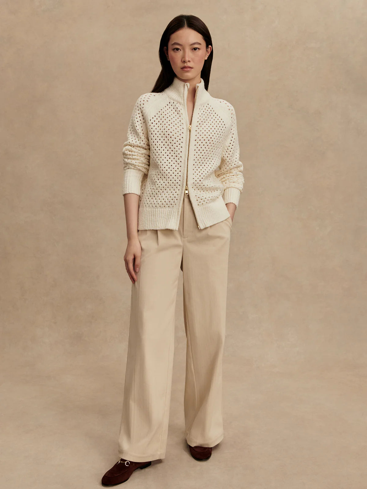 Varley Mandy Boucle Knit Jacket - Coconut Milk