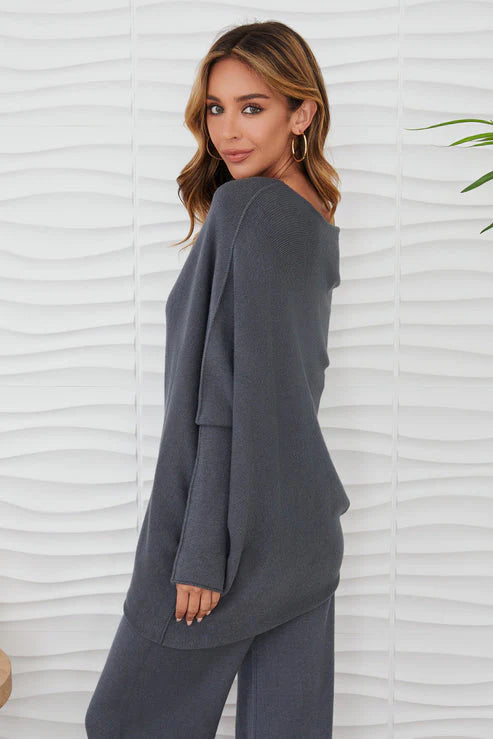 Milio Milano Asymmetrical Sweater Charcoal