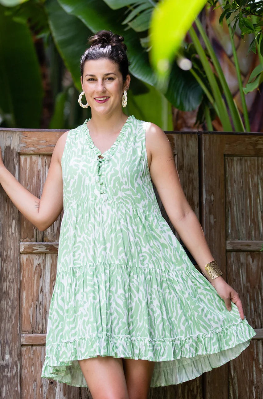 Walker & Wade Nantucket Dress Green Zebra