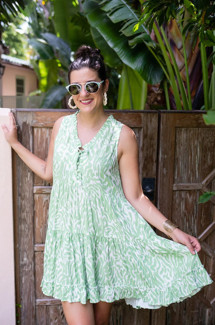 Walker & Wade Nantucket Dress Green Zebra