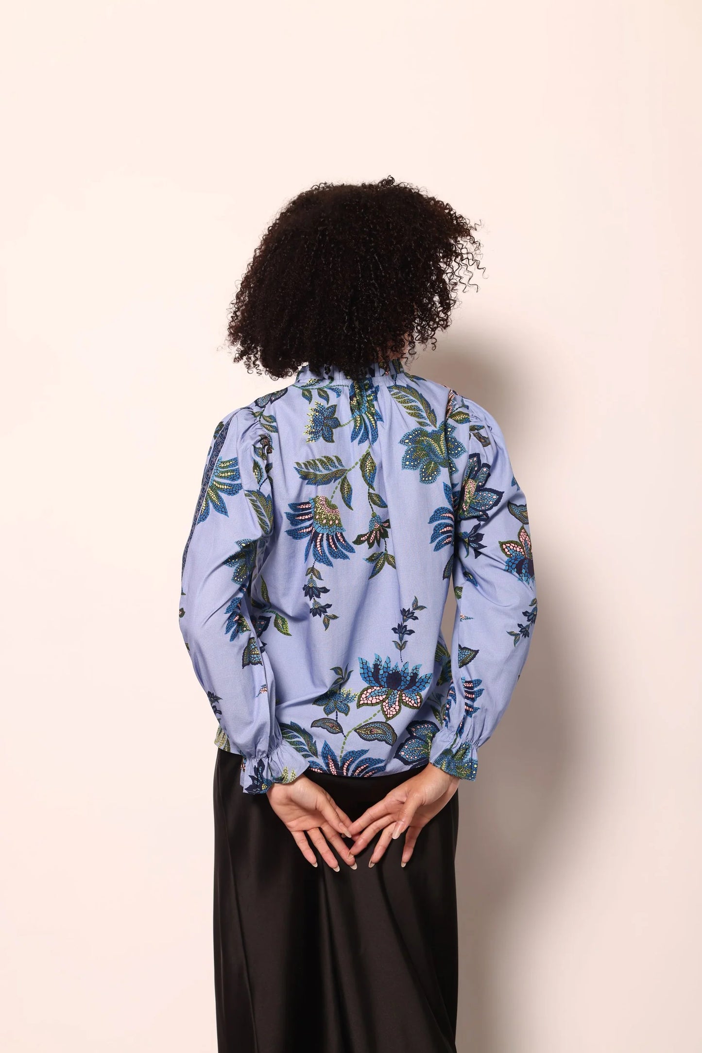 Maude Vivante Ashley Ruffle Neck Top - Periwinkle Mosaic