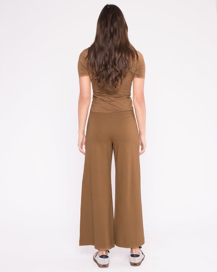 Ripley Rader Ponte Knit Wide Leg Cropped Pant - Camel