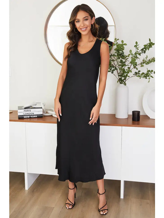 Milio Milano S/L Silk V Neck  Maxi Dress