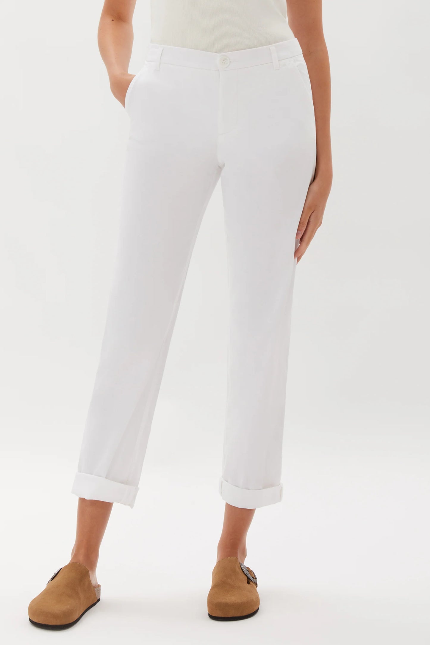 Ecru Mitchell Roll Cuff Chino