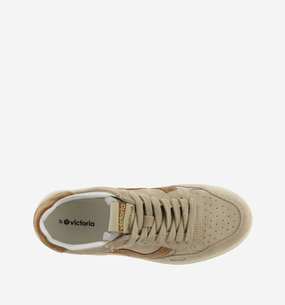 Victoria Seul Bicolor Suede Sneaker - Beige