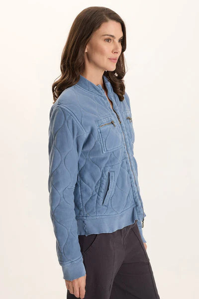 XCVI Quilted Bomber Blue Echo