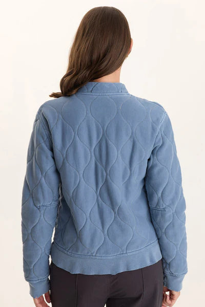 XCVI Quilted Bomber Blue Echo