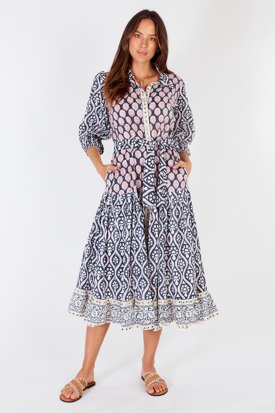 Rubyyaya Midi Dress- Navy