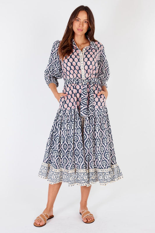 Rubyyaya Midi Dress- Navy