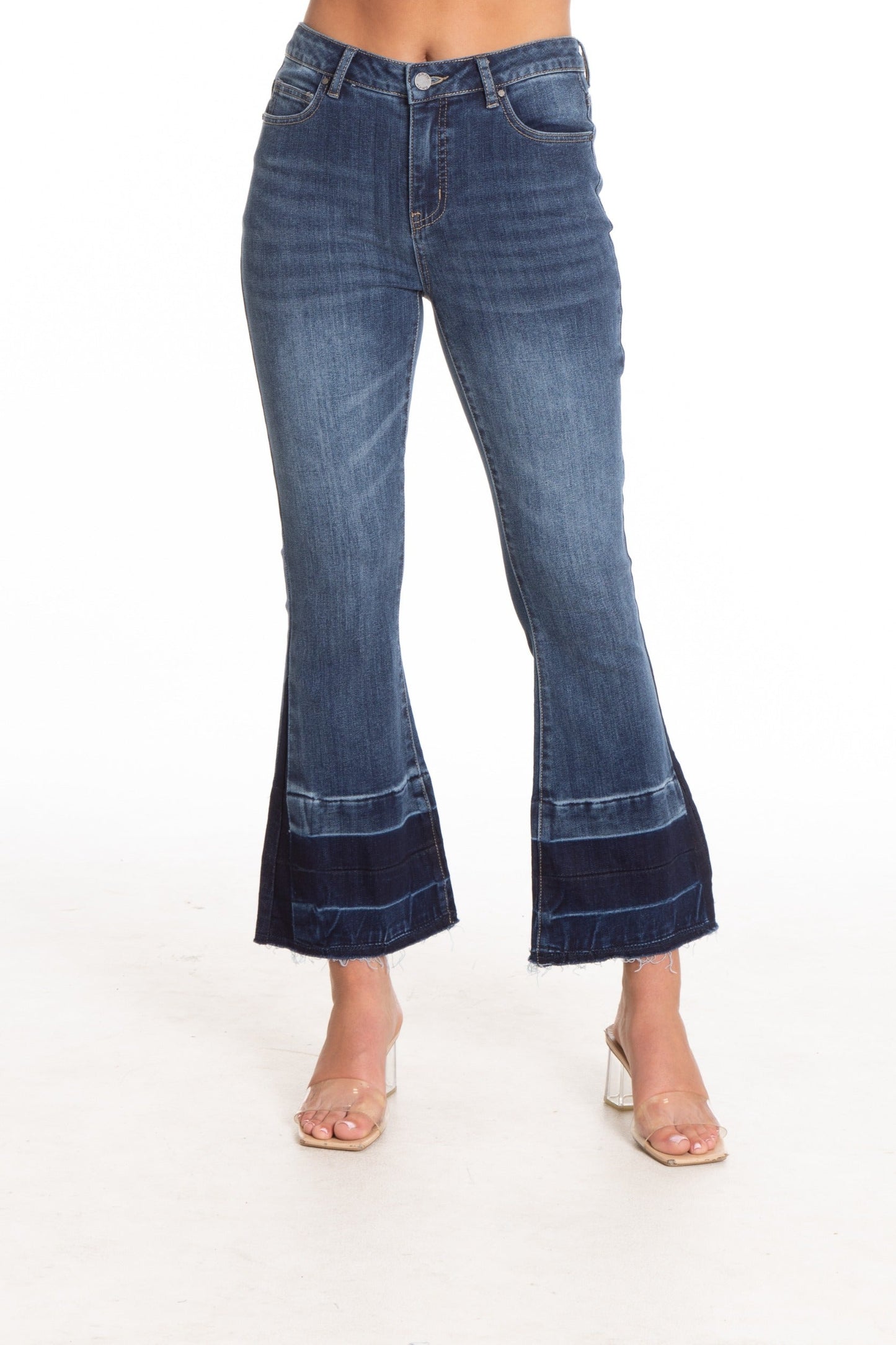 APNY Released Crop Flare Jean Medium Indigo
