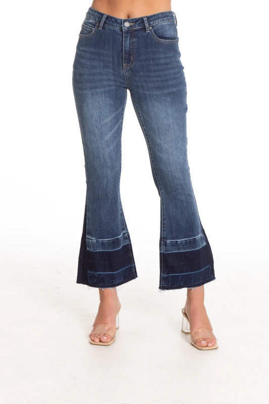 APNY Straight Leg Crop with Released Flare Leg-Medium Indigo