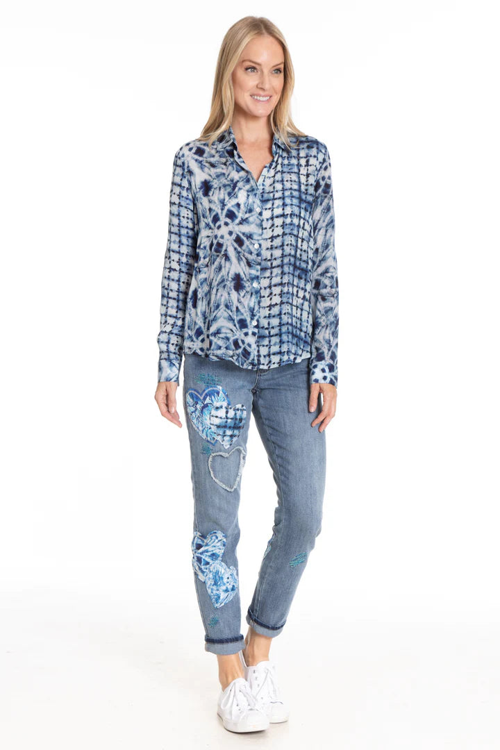 APNY Murphy Heart Applique Jean With Rolled Cuff Option-MD INDIGO