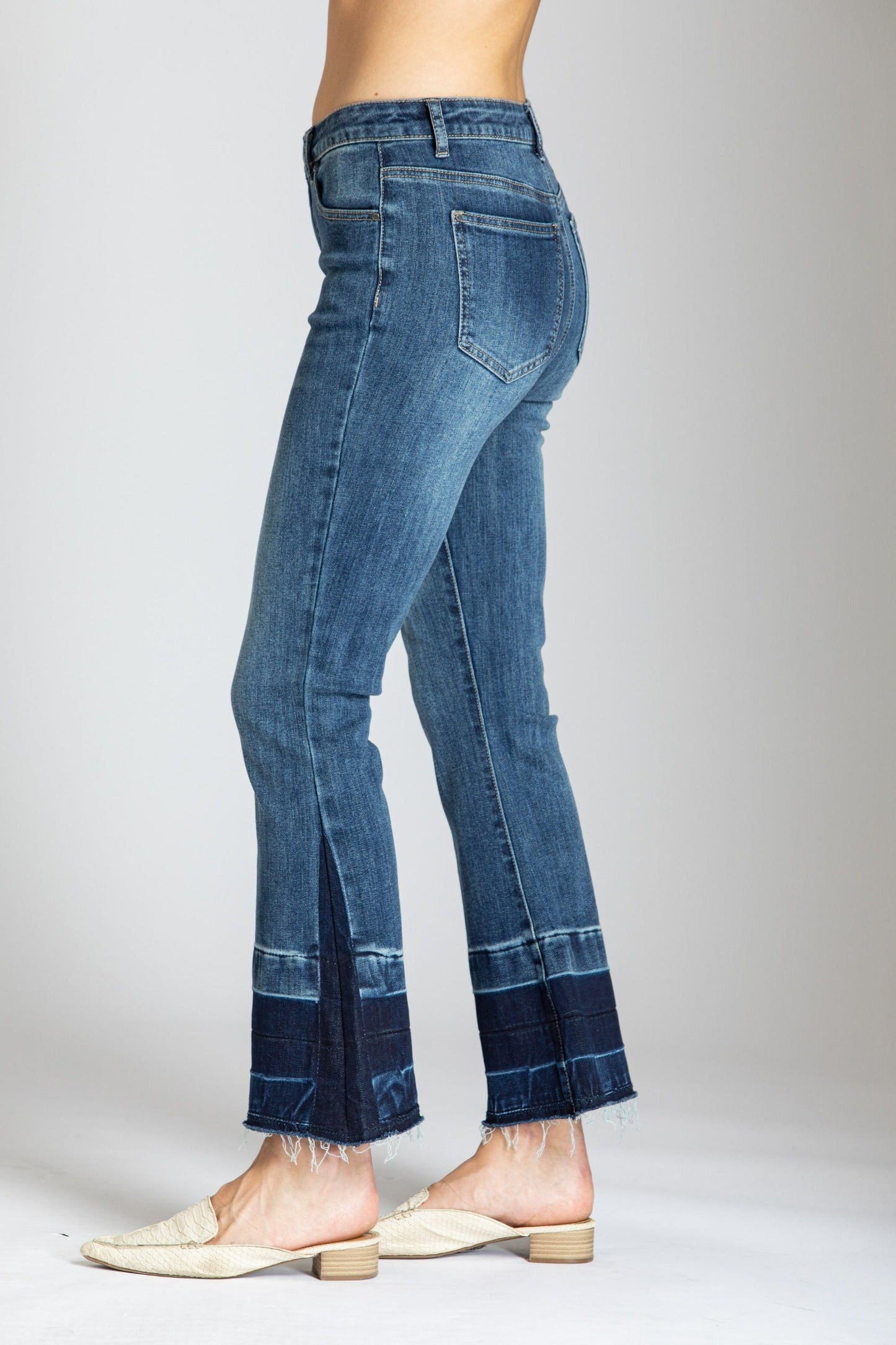 APNY Released Crop Flare Jean Medium Indigo