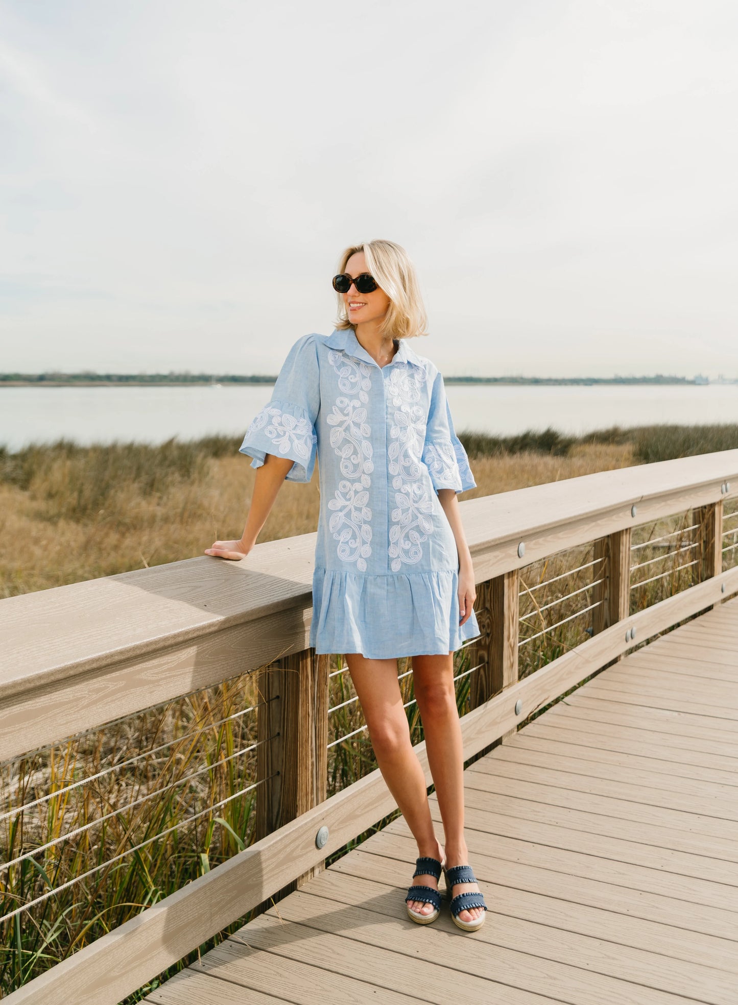 Charleston Shoe Co. Mae Dress - Blue Chambray