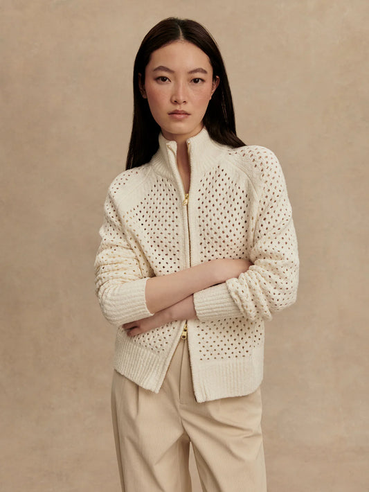 Varley Mandy Boucle Knit Jacket - Coconut Milk