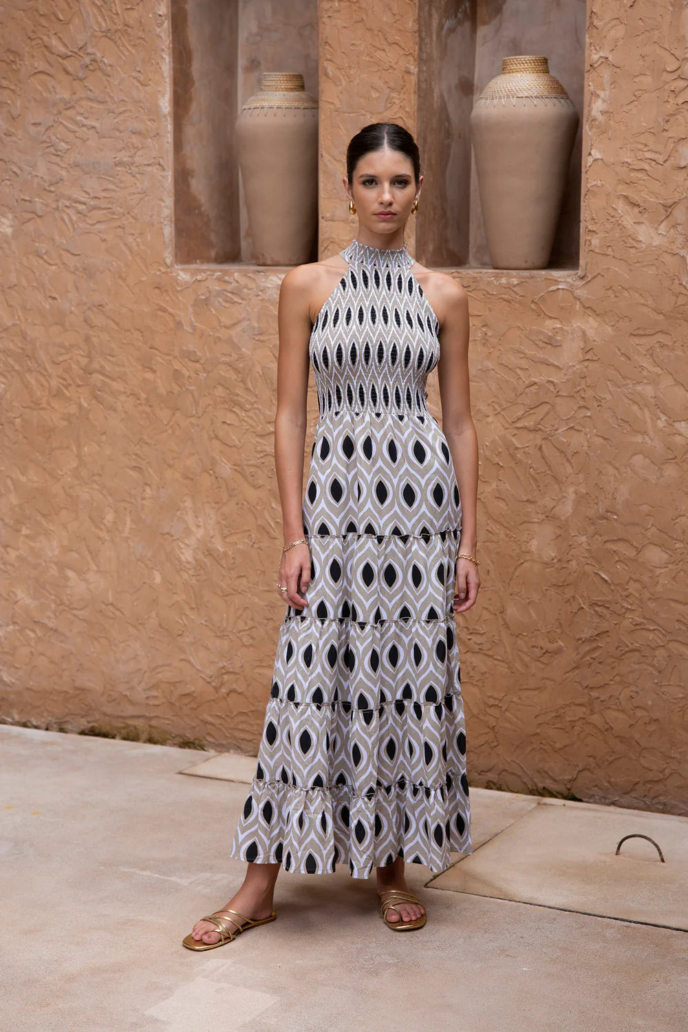 Phie Collective Oval Maxi Halter Dress Black
