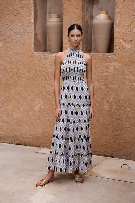 Phie Collective Oval Maxi Halter Dress Black
