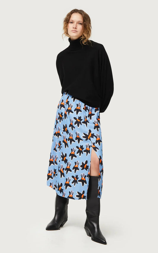 Compania Fantastica Calatea Floral Midi Skirt - Blue