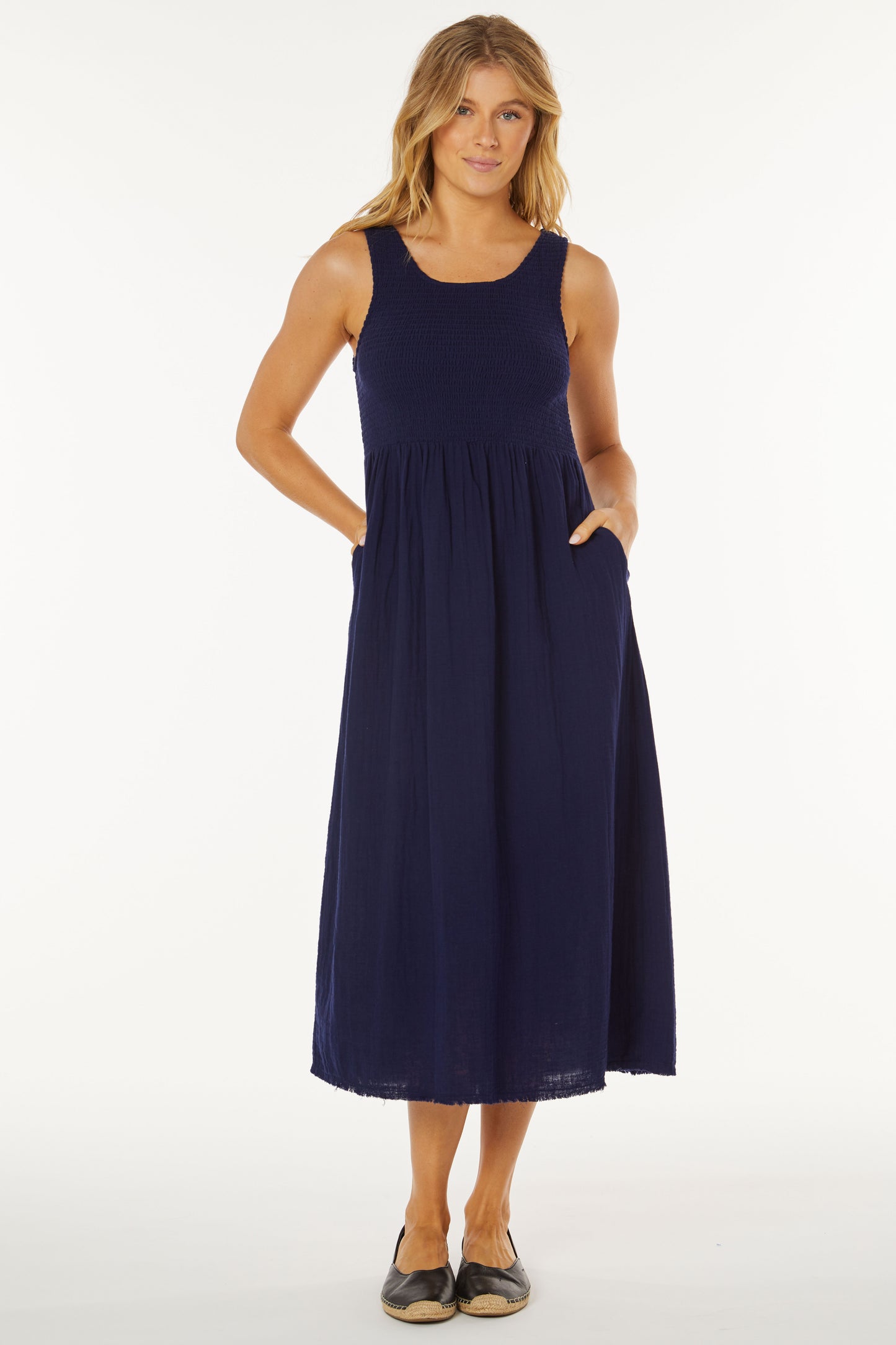Mododoc Smocked Tank Midi Dress