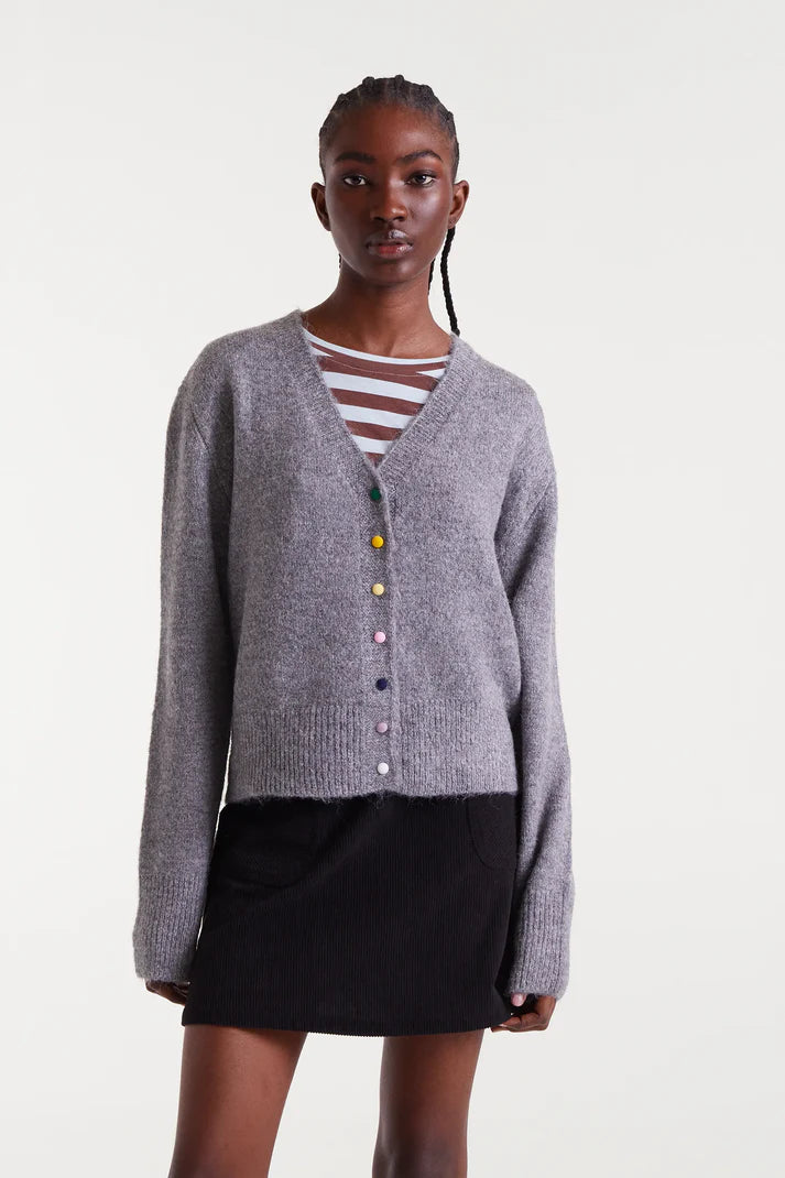 Compania Fantastica Colored Button Cardigan Sweater - Gray