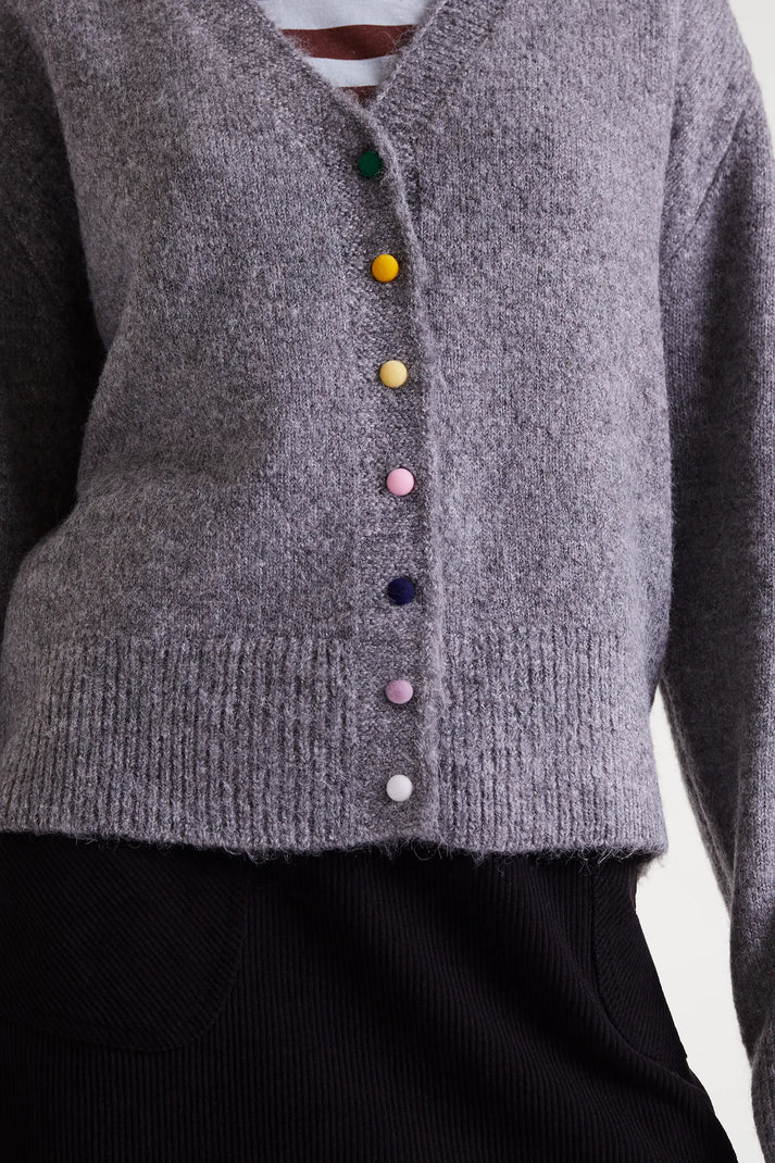 Compania Fantastica Colored Button Cardigan Sweater - Gray