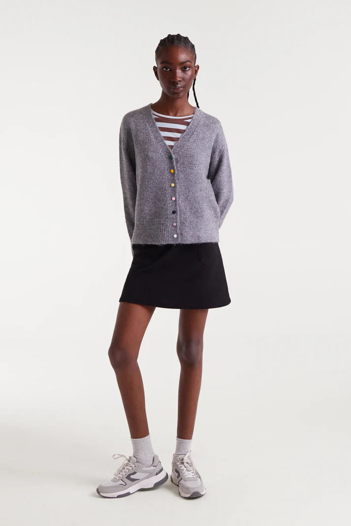 Compania Fantastica Colored Button Cardigan Sweater - Gray