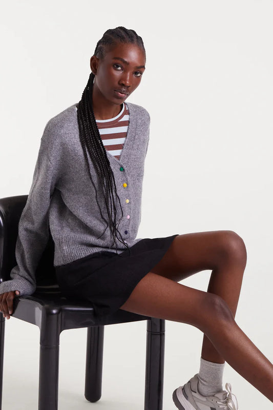 Compania Fantastica Colored Button Cardigan Sweater - Gray