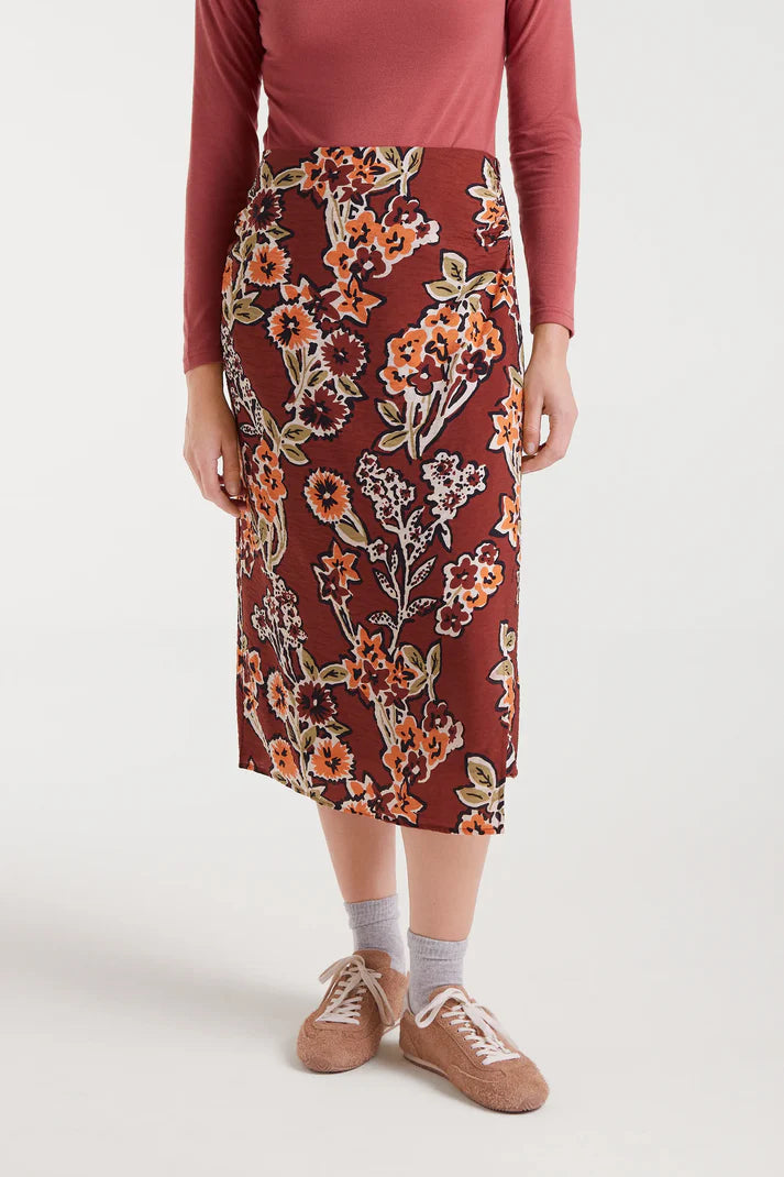 Compania Fantastica Crepe Midi Skirt - Rust