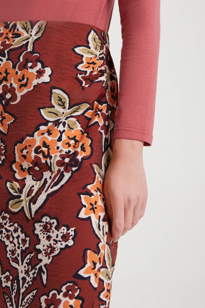 Compania Fantastica Crepe Midi Skirt - Rust
