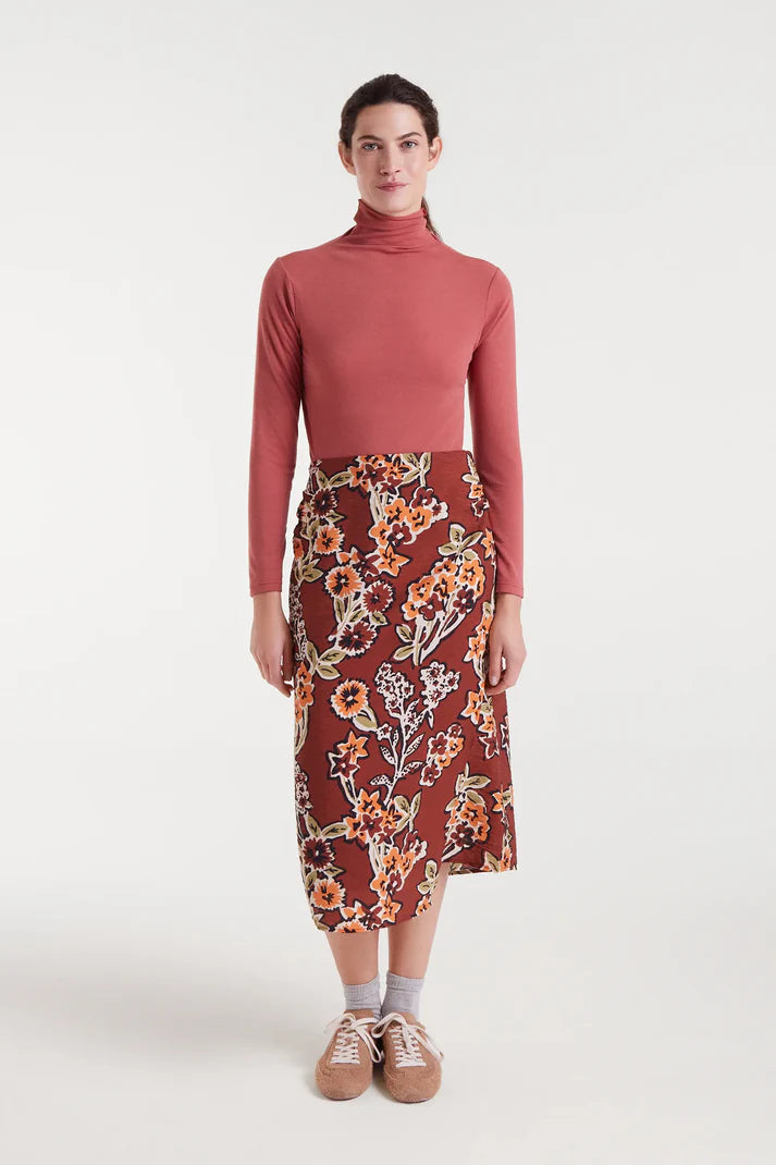 Compania Fantastica Crepe Midi Skirt - Rust