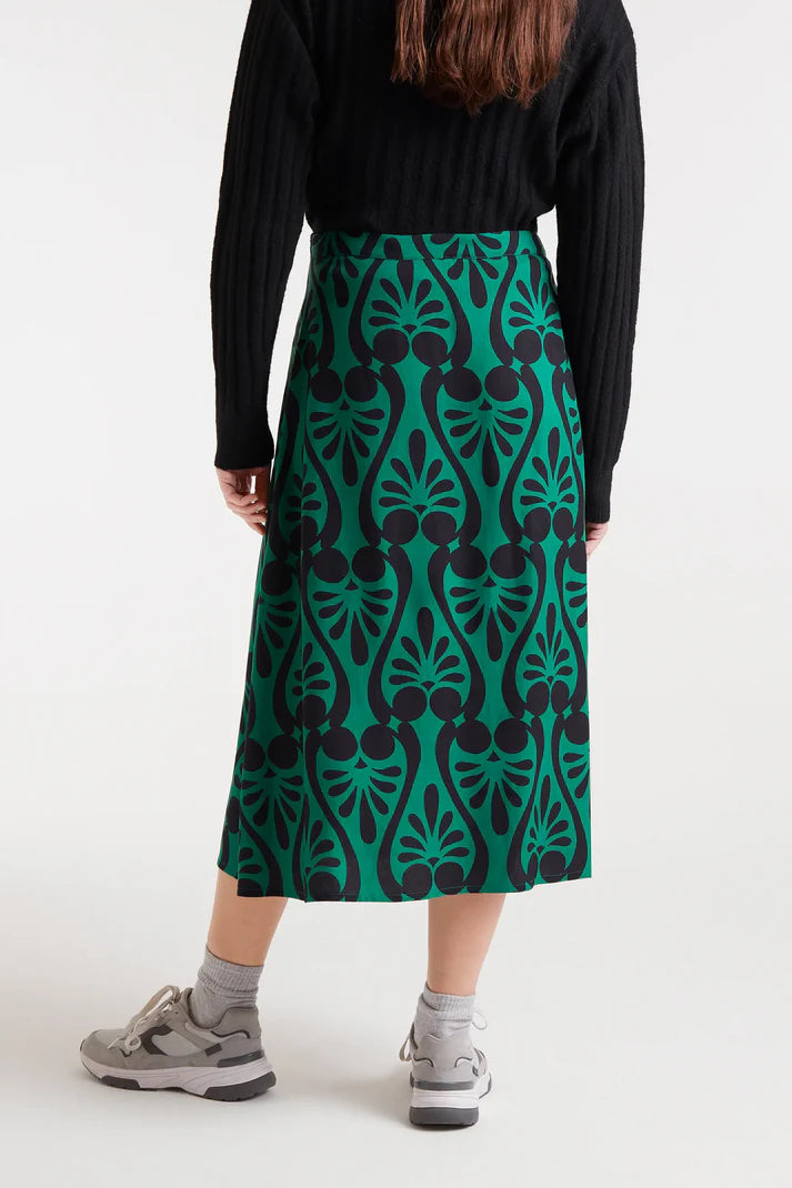 Compania Fantastica Baroque Print Midi Skirt Green