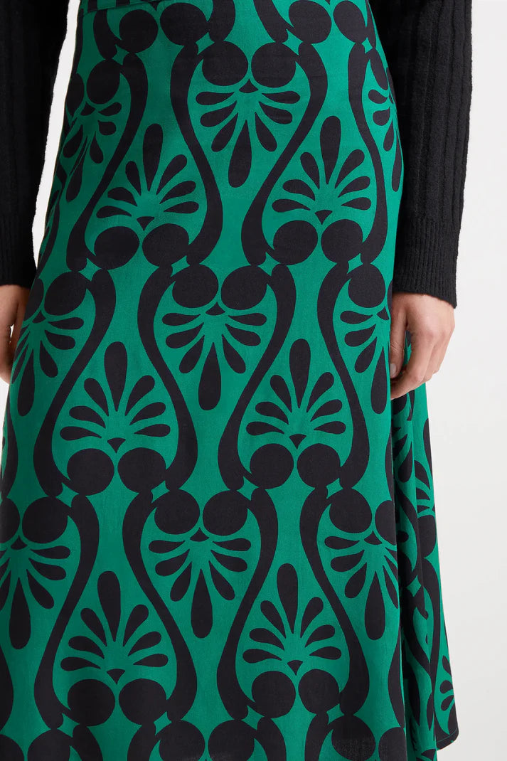 Compania Fantastica Baroque Print Midi Skirt Green