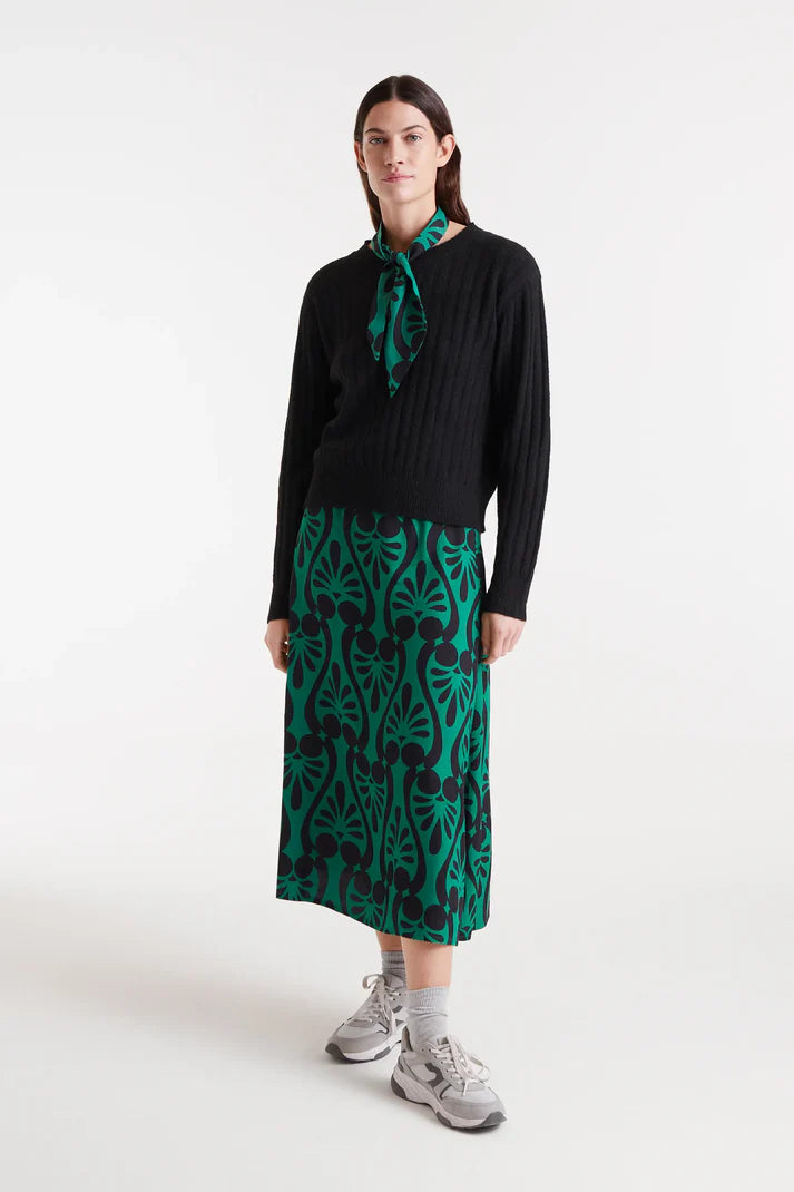 Compania Fantastica Baroque Print Midi Skirt Green