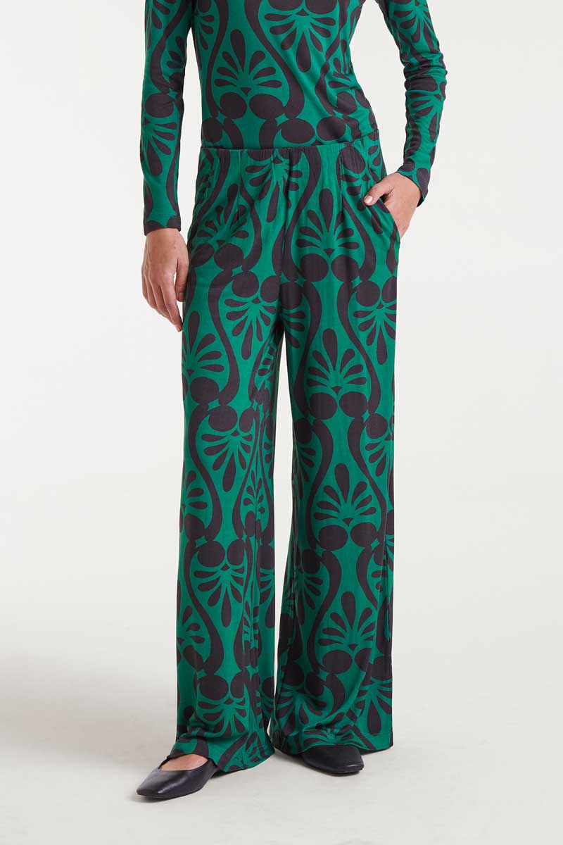 Compania Fantastica Baroque Print Trouser Pant - Green