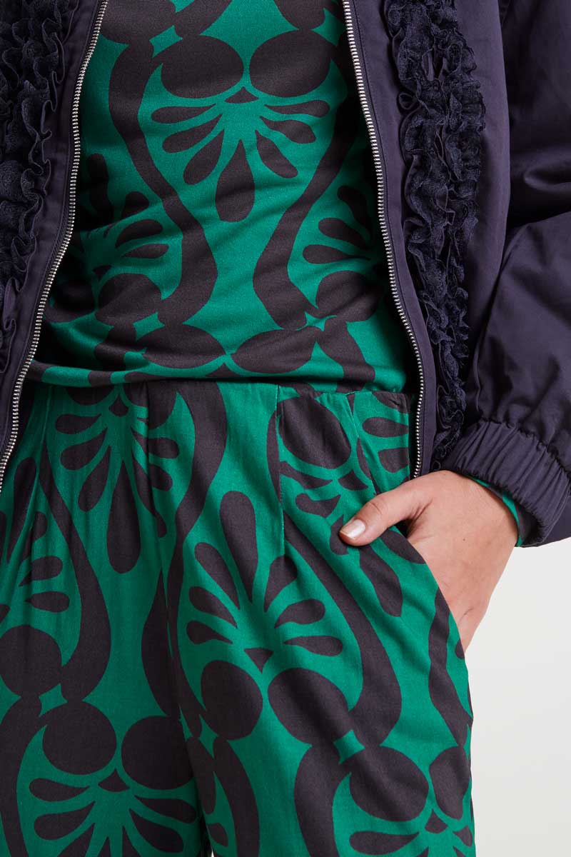 Compania Fantastica Baroque Print Trouser Pant - Green