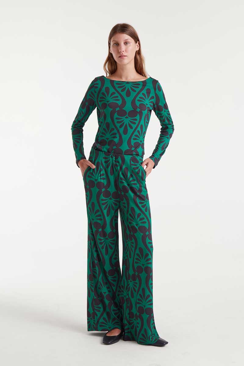 Compania Fantastica Baroque Print Trouser Pant - Green