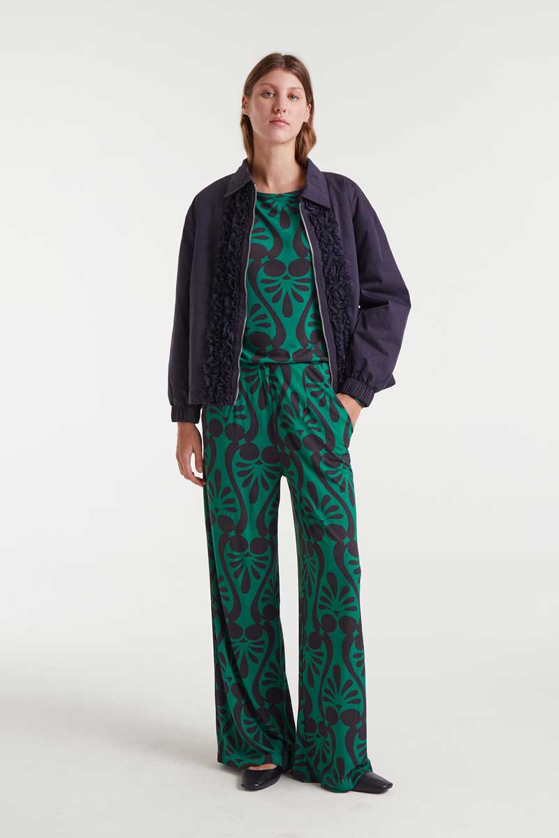 Compania Fantastica Baroque Print Trouser Pant - Green