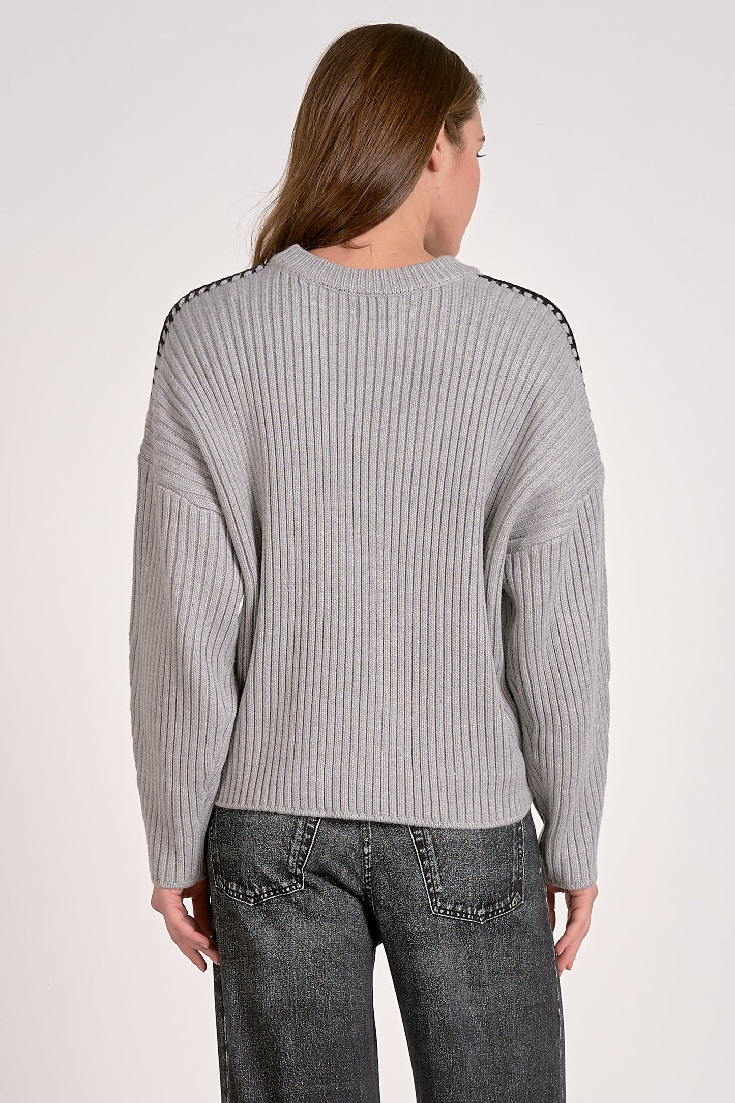 Elan Whipstich Sweater - Grey/Black