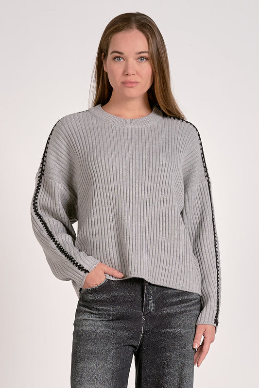 Elan Whipstich Sweater - Grey/Black