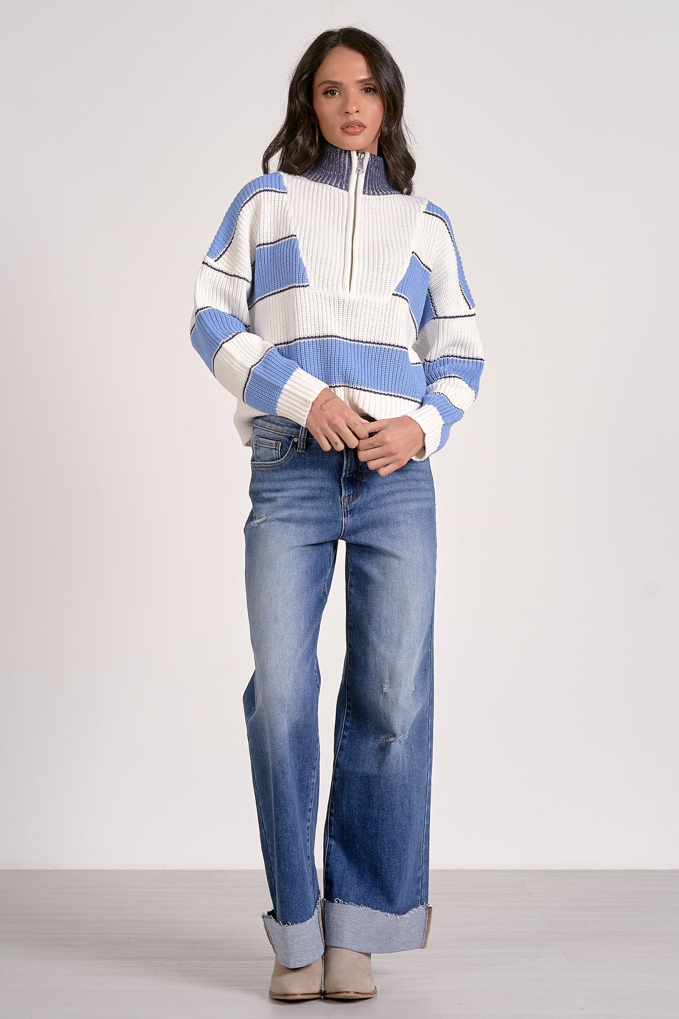 Elan 1/4 Zip Sweater Light Blue