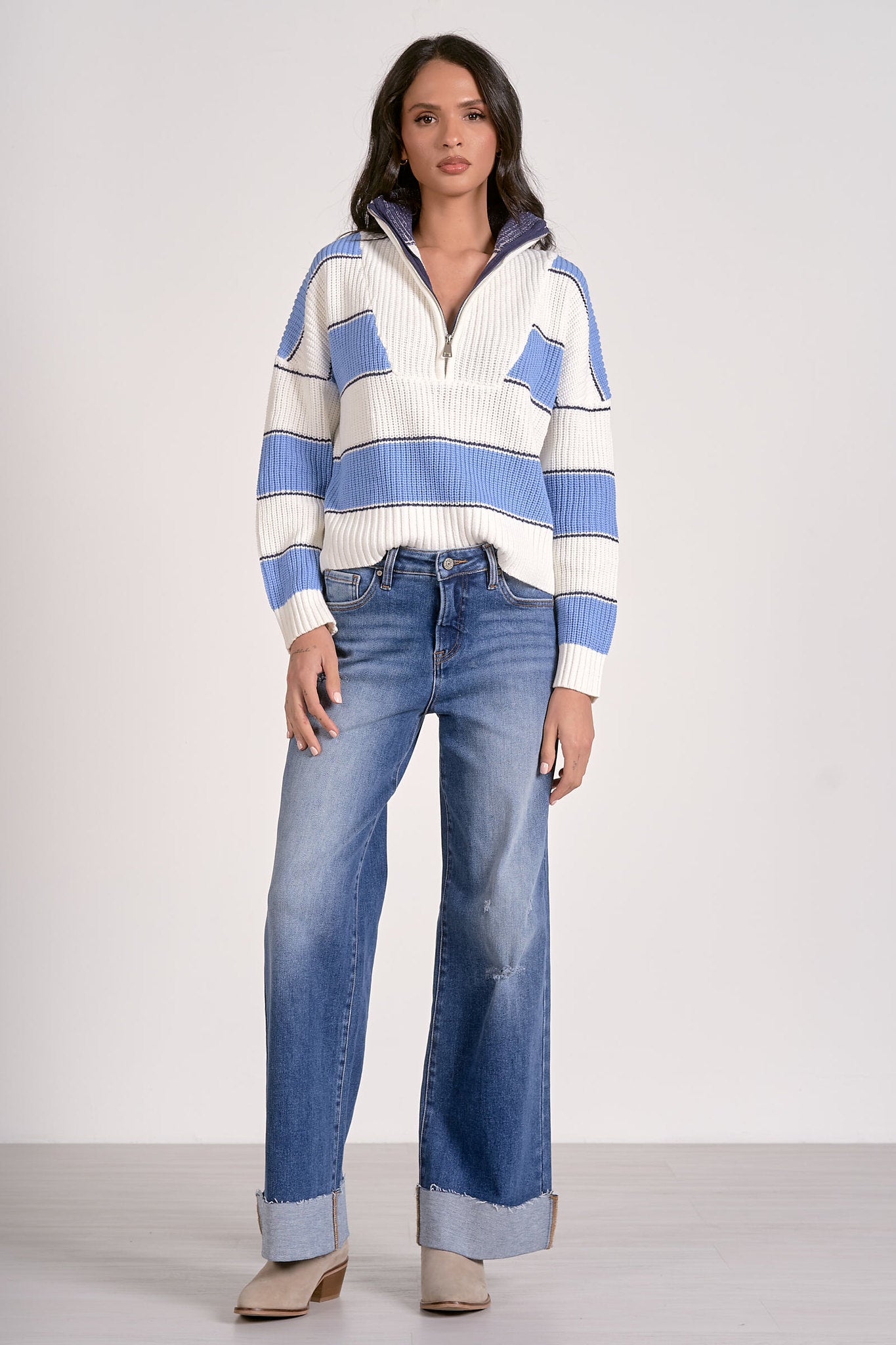Elan 1/4 Zip Sweater Light Blue