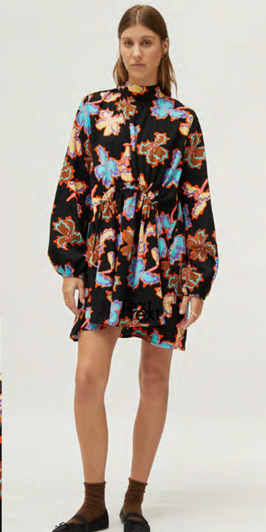 Compania Fantastica Floral Alheli Short Dress - Black