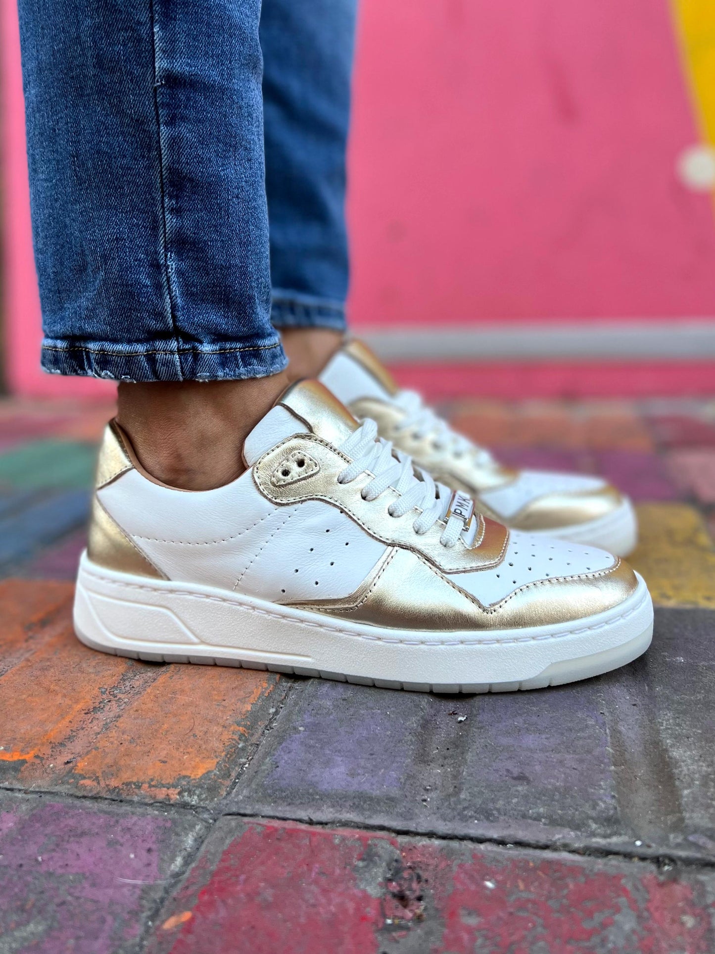 PMK Art Sneaker #644B-White/Gold Digger