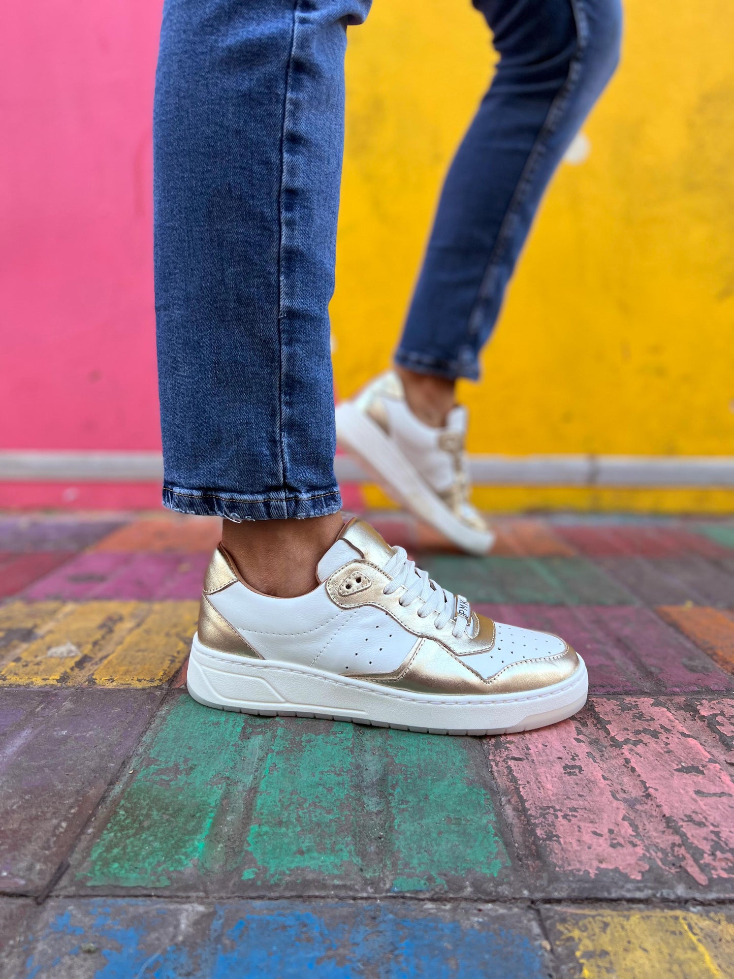 PMK Art Sneaker #644B-White/Gold Digger