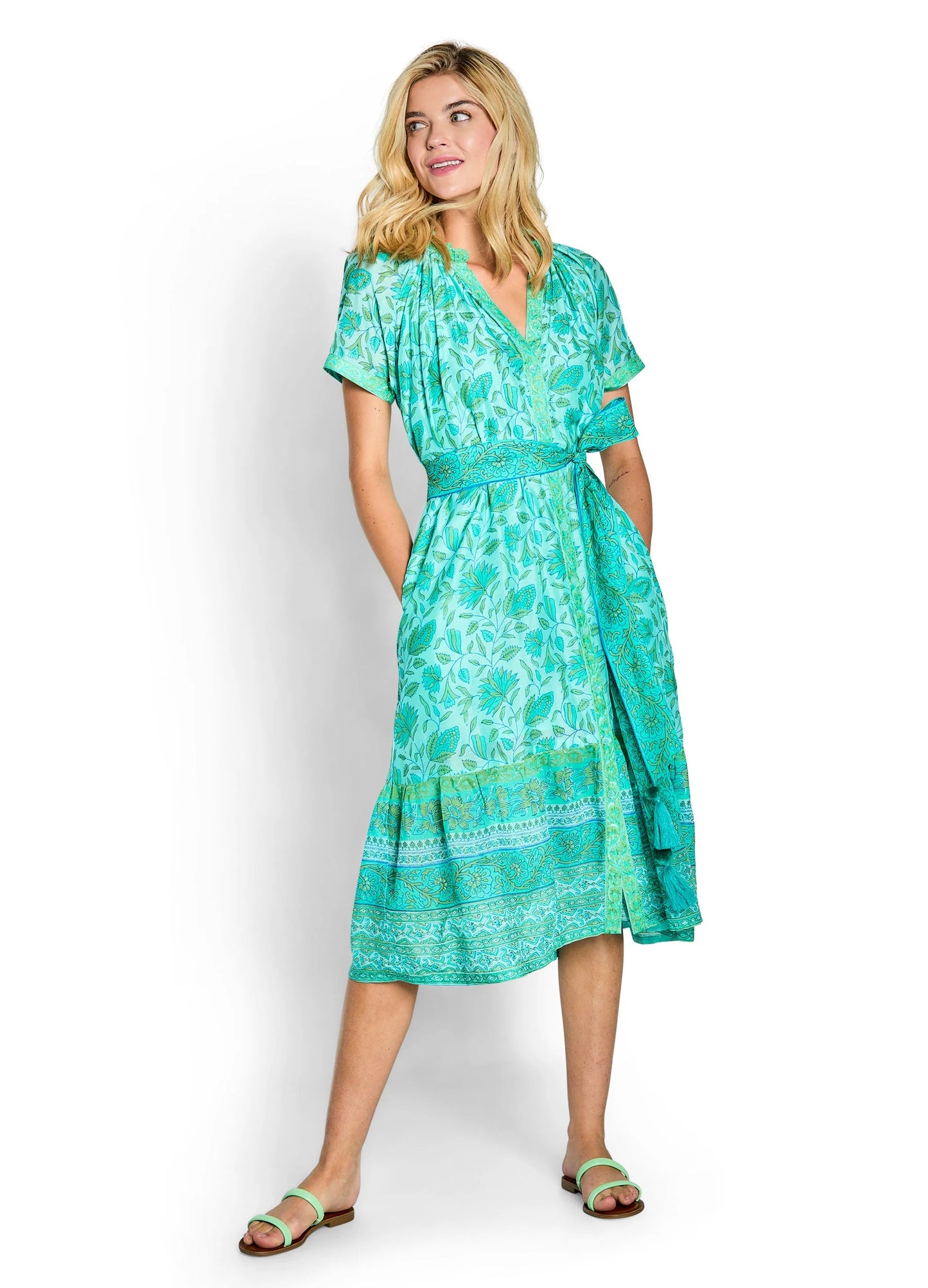 Bella Tu Camilla Shirt Dress-Green