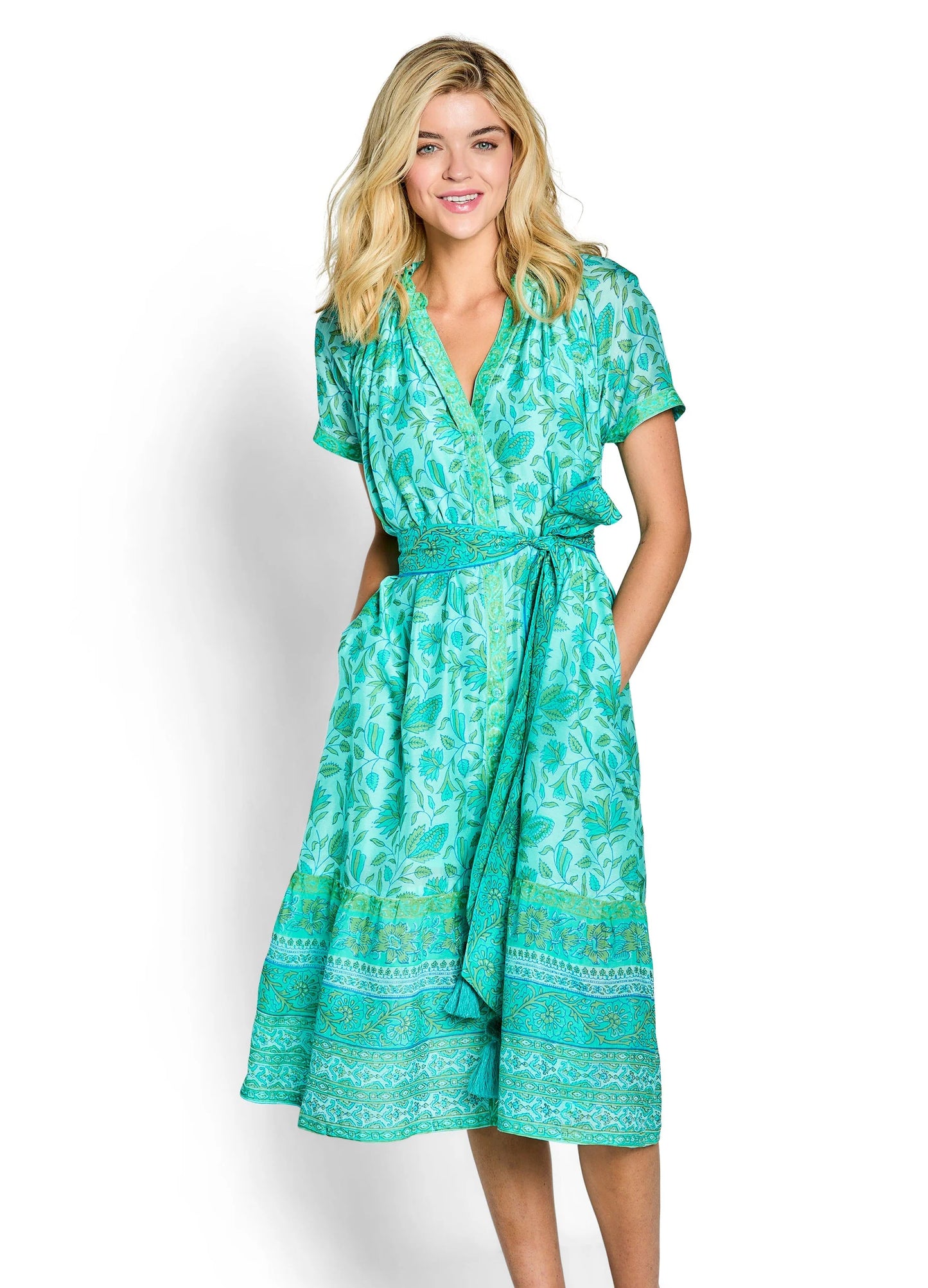 Bella Tu Camilla Shirt Dress-Green