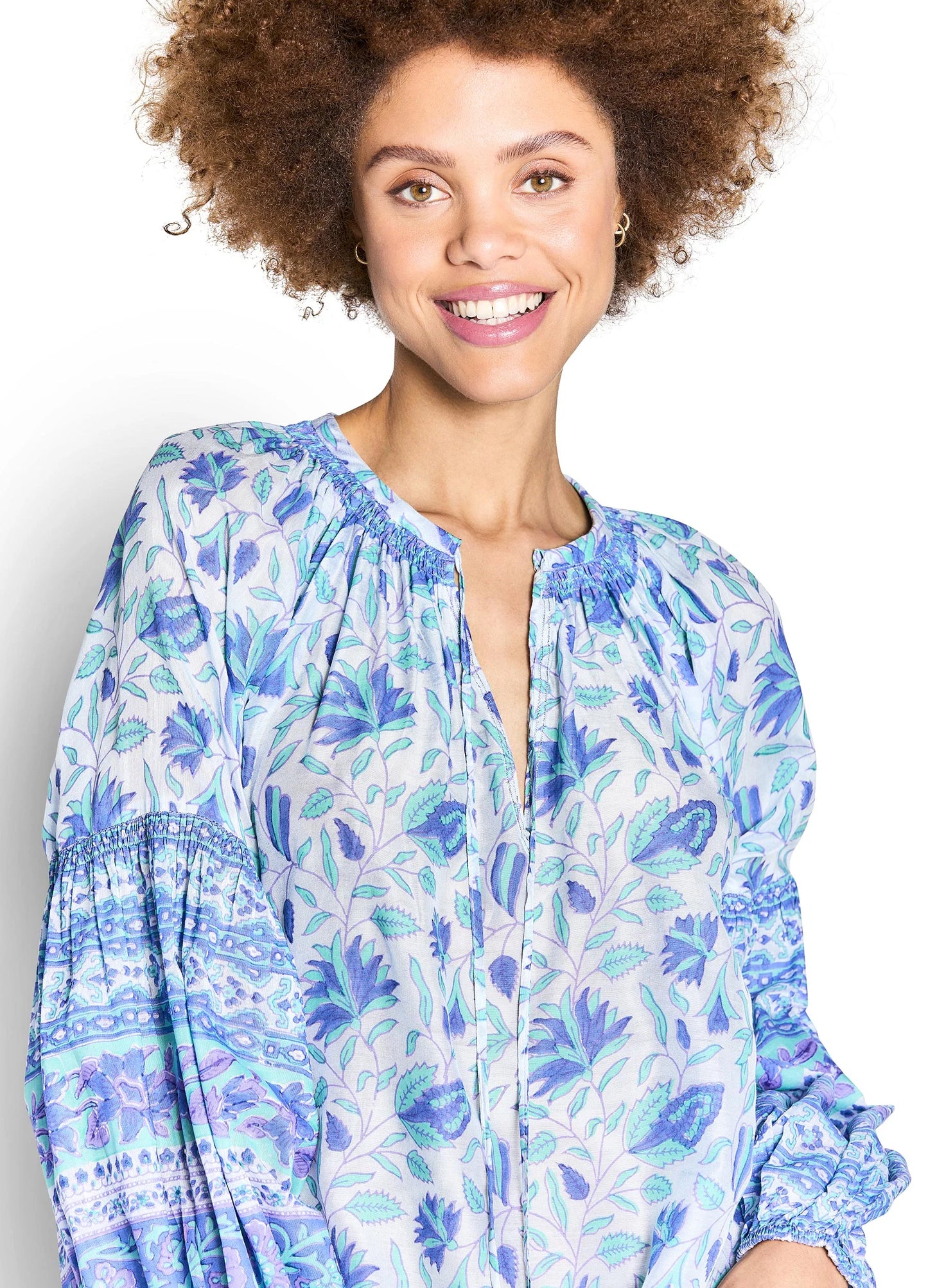 Bella Tu Camilla Peasant Top-Blue
