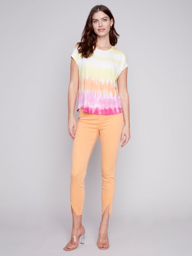 Charlie B Tie Dye Dolman Top -Sunset